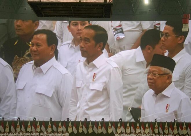 Berkemeja Putih, Jokowi-Ma’ruf Amin Hadiri Rapimnas Gerindra